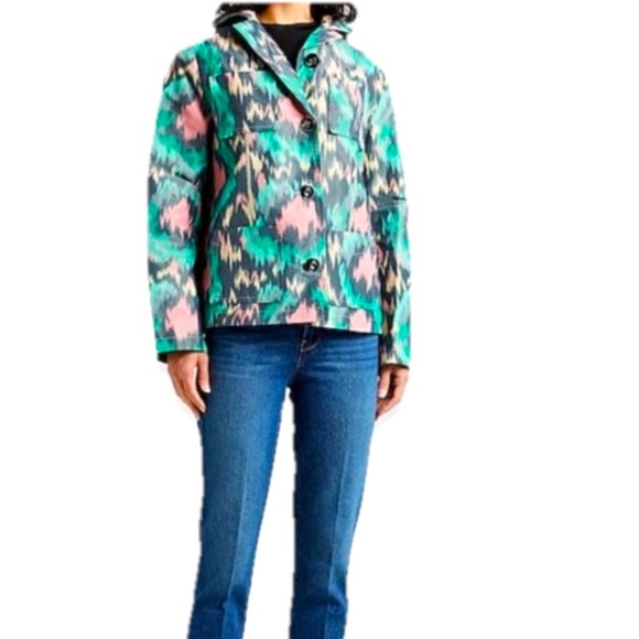 MARNI jacket printed ikat size IT 38 US 2 XS green pink white buttons spring NWT
